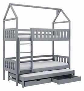 Domčeková posteľ s úložným priestorom SAVETA - 90x200, šedá