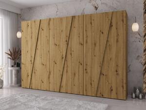 Mirjan24 Moderná skriňa Grelipt 300 cm, Farby: dub artisan / dub artisan + zlatá 5903211531941