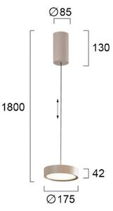 LED závesné svietidlo Denver, Ø 17 cm, béžová, kovová, Krémová / jantárovo žltá, Obývacia izba / jedáleň, Hliník, Moderný, Závesné svietidlo