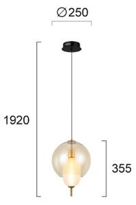 LED závesné svietidlo Adol, jantárová farba, Ø 25 cm, sklo, Krémová / jantárovo žltá, Obývacia izba / jedáleň, Sklo