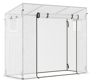 OUTSUNNY Prenosný úložný box s rolovacími dverami 200 x 76 x 168 cm biely