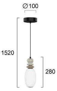 LED závesné svietidlo Gemma, výška 28 cm, farebná, sklo/keramika/kov, Viacfarebné, Obývacia izba / jedáleň, Sklo, Závesné svietidlo
