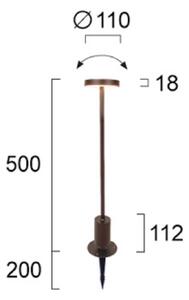 LED lampa s päticou Tango hrdzavohnedá, výška 50 cm kov, zemný kolík, Hnedá / hrdzavá, Hliník, Moderný, Vonkajčie stĺpové osvetlenie