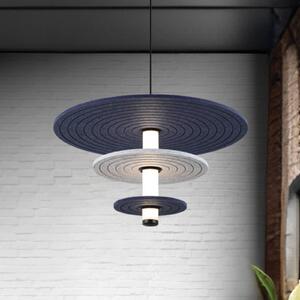 LED závesné svietidlo Azul, výška 31 cm, modrá/sivá/čierna, plsť, Hliník / sivá / zinok, Obývacia izba / jedáleň, Plast