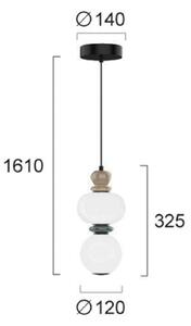 LED závesné svietidlo Gemma, výška 32 cm, farebná, sklo/keramika/kov, Viacfarebné, Obývacia izba / jedáleň, Sklo, Závesné svietidlo