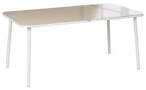 Záhradný jedálenský stôl svetlobéžový oceľový rám doska z tvrdeného skla 160 x 90 cm pre 6 osôb odolné voči UV a vode