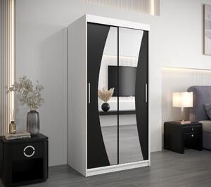 Skriňa s posuvnými dverami BETA - 100 cm, biela / čierna