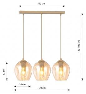 Luster na lanku ISTAR 3xE27/15W/230V béžová/dymová béžová