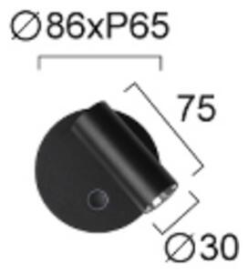 LED nástenné svetlo Tara, čierna, Ø 9 cm, kov, Čierna, Obývacia izba / jedáleň, kov, Moderný, Nástenné svietidlo
