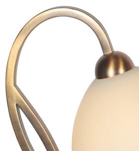 Stolová lampa Anthea, bronzová, krémová, kov, sklo, E27, Hnedá / staromosadz, Obývacia izba / jedáleň, kov, Stojacie svietidlo