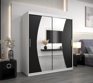 Skriňa s posuvnými dverami IZABELA - 180 cm, biela / čierna