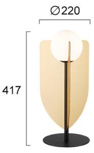 Stolová lampa Fedora, výška 42 cm, zlatá farba, kov/sklo, Mosadz / zlato, Obývacia izba / jedáleň, kov