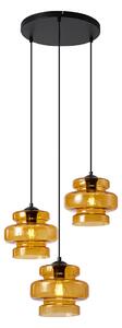 Retro závesná lampa čierna s oranžovým sklom 3-svetlá - Denise