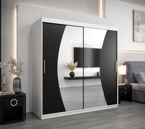 Skriňa s posuvnými dverami JASMINA - 200 cm, biela / čierna