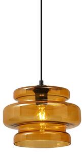 Retro závesná lampa čierna s oranžovým sklom - Denise