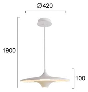 LED závesné svietidlo Rene, biela, Ø 42 cm, kov, Biela / opálová, Obývacia izba / jedáleň, kov, Moderný, Závesné svietidlo