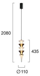 LED závesné svietidlo Venera, výška 43 cm, biele/hnedé, sklo, Biela / opálová, Obývacia izba / jedáleň, Sklo