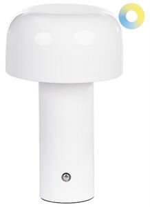 Stolná lampa biela železo s dotykovým vypínačom nabíjanie cez USB kábel bezdrôtová moderný štýl interiér exteriér