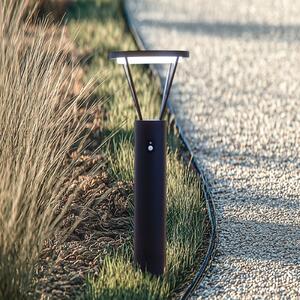 Lucande LED solárna vlnová lampa Elario, 80 cm, senzor, Čierna, Hliník, Moderný, Osvetlenie príjazdovej cesty