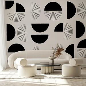 Fototapeta – Abstraktné kruhy čiernobiele (147x102 cm)