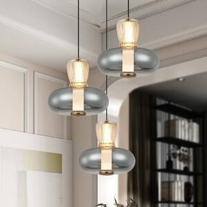 LED závesné svietidlo Sire, Ø 42 cm, dymová/bronzová, kov/sklo, 3-pl., Hliník / sivá / zinok, Obývacia izba / jedáleň, kov, Závesné svietidlo