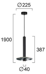 Viokef LED závesné svietidlo Leandros, čierna, Ø 40 cm, umelý kameň/kov, Čierna, Obývacia izba / jedáleň, kov, Závesné svietidlo