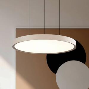 LED závesné svietidlo Denver, Ø 49 cm, béžová, kov, Krémová / jantárovo žltá, Obývacia izba / jedáleň, Hliník, Moderný, Závesné svietidlo