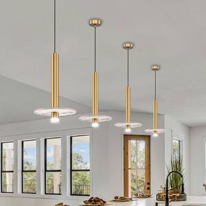 LED závesné svietidlo Leandros zlatá farba Ø 40 cm umelý kameň/kov, Mosadz / zlato, Obývacia izba / jedáleň, kov, Závesné svietidlo