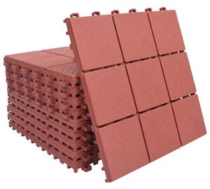 Podlahové dlaždice 10 ks, červené 30,5x30,5 cm, plast