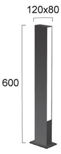 LED podlahové svietidlo Lir, výška 60 cm, tmavošedý kov, 2-pl., Čierna, Hliník, Moderný, Vonkajčie stĺpové osvetlenie