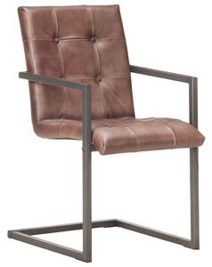 Konzolové jedálenské stoličky 2 ks ošúchané hnedé pravá koža