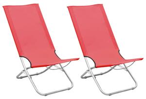 Skladacie plážové stoličky 2 ks červené látka