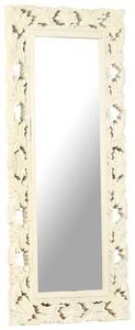 Ručne vyrezávané zrkadlo biele 110x50 cm masívne mangovníkové drevo
