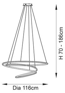 Endon 97645 - Stmievateľný LED luster na lanku TWIRL LED/131W/230V 3000K, zlatý