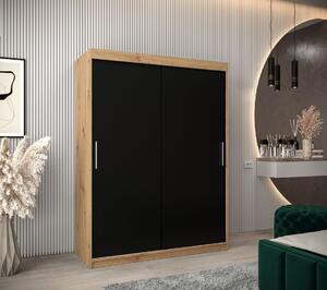 Skriňa s posuvnými dverami v šírke 150 cm TIMEA - dub artisan / čierna