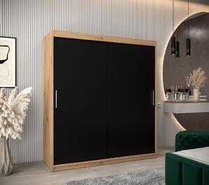 Skriňa s posuvnými dverami v šírke 180 cm TIMEA - dub artisan / čierna