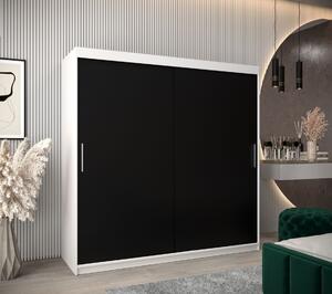 Skriňa s posuvnými dverami v šírke 200 cm TIMEA - biela / čierna