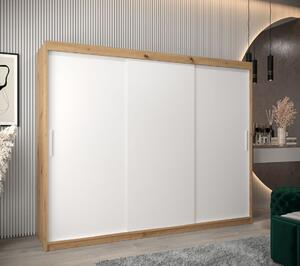 Skriňa s posuvnými dverami v šírke 250 cm TIMEA - dub artisan / biela