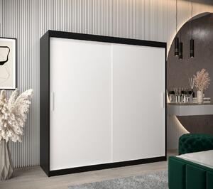 Skriňa s posuvnými dverami v šírke 200 cm TIMEA - čierna / biela