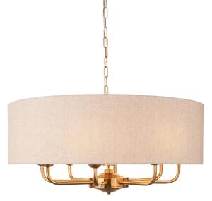 Endon 110727 - Luster na reťazi HIGHCLERE 8xE14/40W/230V béžová/mosadz priemer 70 cm