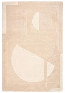 Koberec béžový vlnený obdĺžnikový tvar geometrický vzor 200 x 300 cm moderný štýl obývacia izba