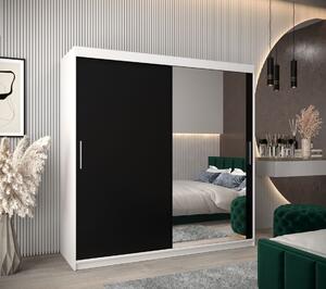 Skriňa s posuvnými dverami v šírke 200 cm TIMEA 2 - biela / čierna