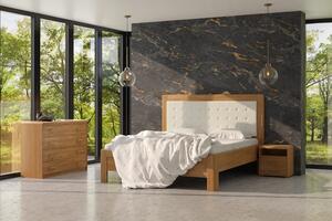 BMB ADRIANA STAR - masívna dubová posteľ s čalúneným čelom 200 x 200 cm