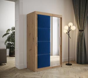 Šatníková skriňa s posuvnými dverami 120 cm TALIA - dub artisan / modrá