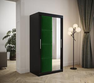 Šatníková skriňa s posuvnými dverami 100 cm TALIA - čierna / zelená