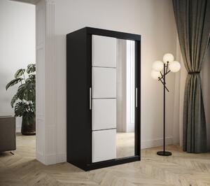 Šatníková skriňa s posuvnými dverami 100 cm TALIA - čierna / biela
