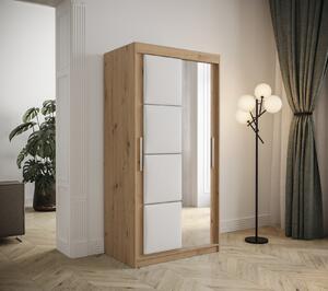 Šatníková skriňa s posuvnými dverami 100 cm TALIA - dub artisan / biela