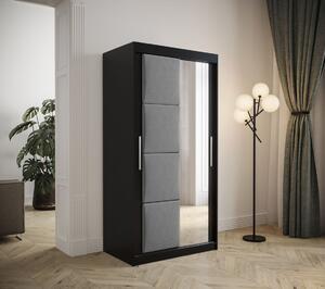Šatníková skriňa s posuvnými dverami 100 cm TALIA - čierna / šedá