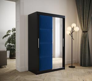 Šatníková skriňa s posuvnými dverami 120 cm TALIA - čierna / modrá