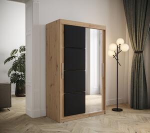 Šatníková skriňa s posuvnými dverami 120 cm TALIA - dub artisan / čierna